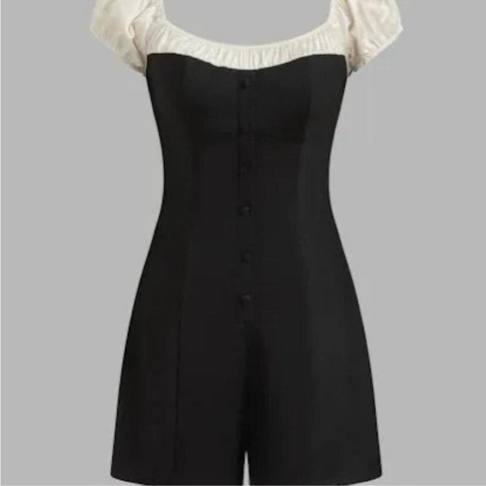 Black and White Buttoned Romper